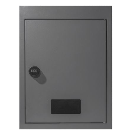 Through The Wall Drop Box, Heavy Duty Steel Through The Wall Mailbox with 2.8-7.9" 13" Combination Lock, 12.5x6.3x16.9 Mail Drop Box, Dark Gray