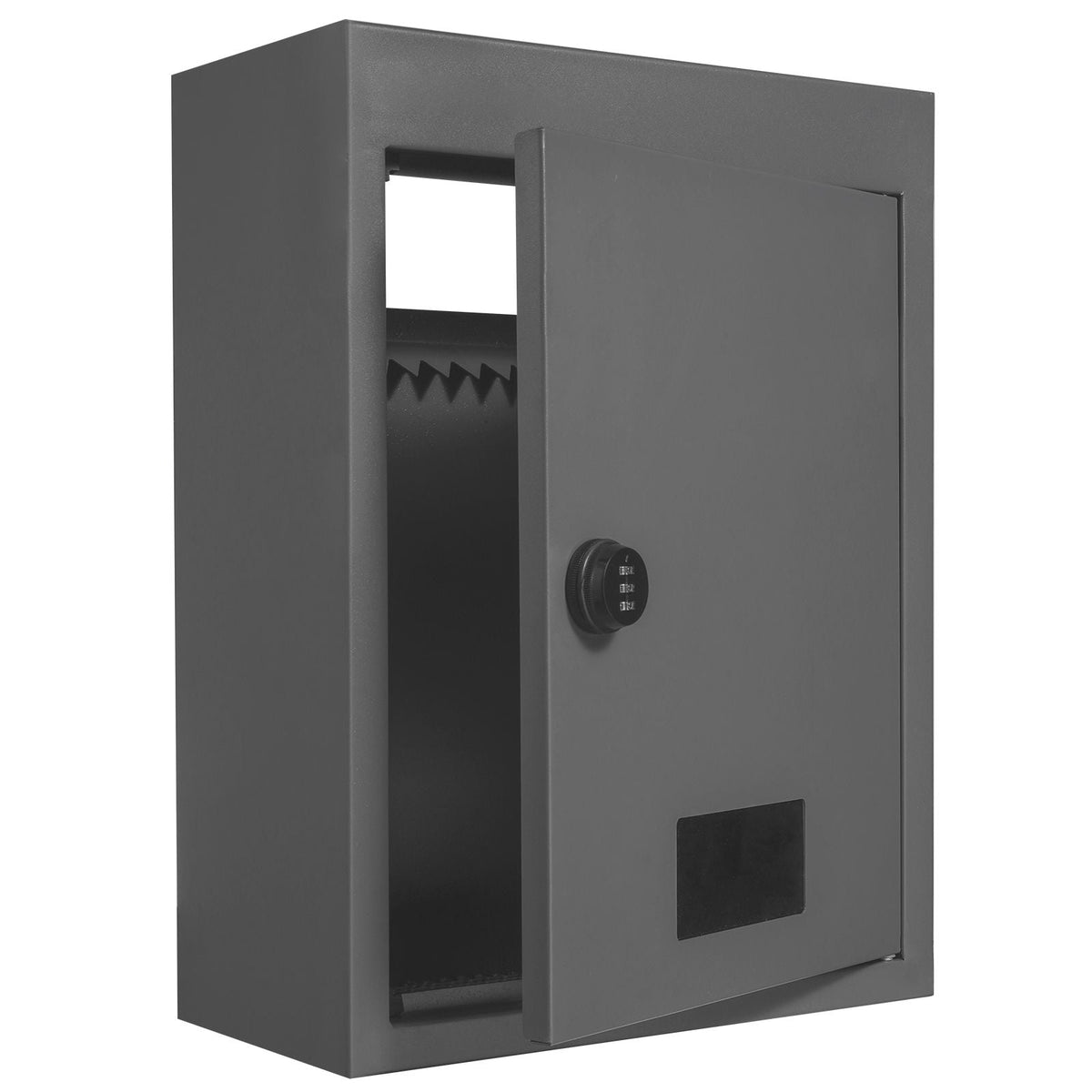 Through The Wall Drop Box, Heavy Duty Steel Through The Wall Mailbox with 2.8-7.9" 13" Combination Lock, 12.5x6.3x16.9 Mail Drop Box, Dark Gray