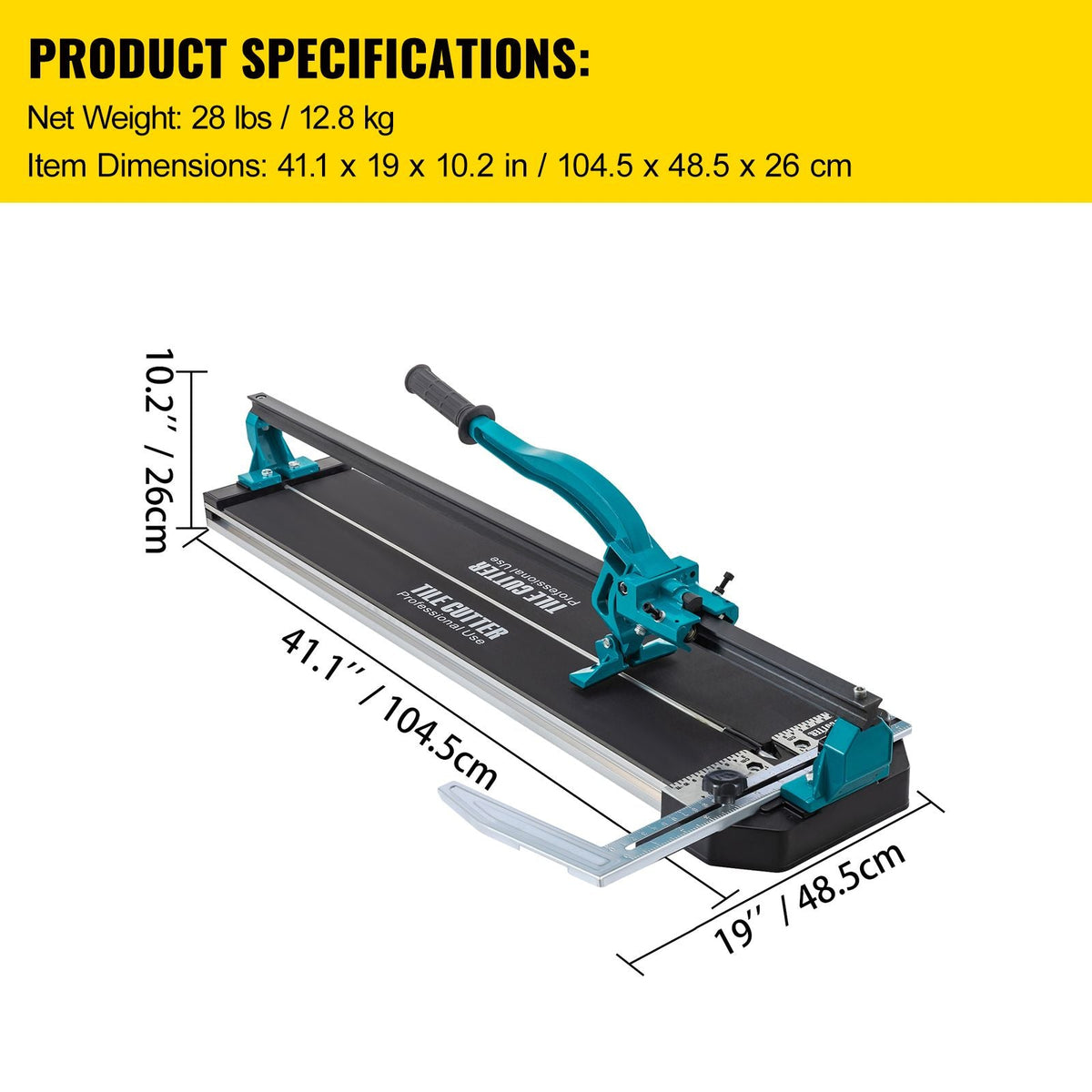 Tile Cutter 31 Inch,Manual Tile Cutter Single Rail with Precise Laser Positioning, Alloy Cutter Wheel with Ergonomic Handle, Accurate Rulers, For Large Tile 0.24\"-0.59\" Thickness