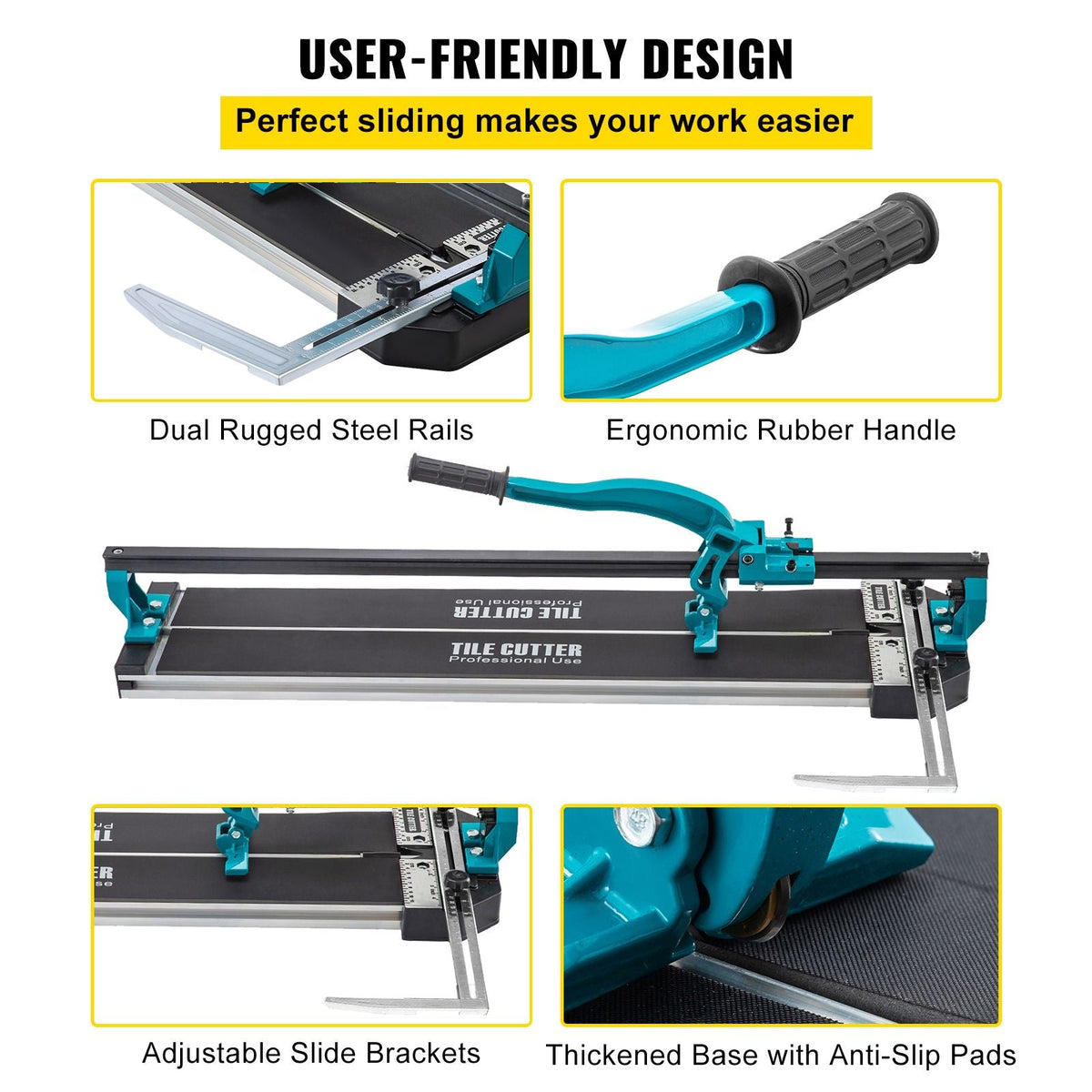 Tile Cutter 31 Inch,Manual Tile Cutter Single Rail with Precise Laser Positioning, Alloy Cutter Wheel with Ergonomic Handle, Accurate Rulers, For Large Tile 0.24\"-0.59\" Thickness