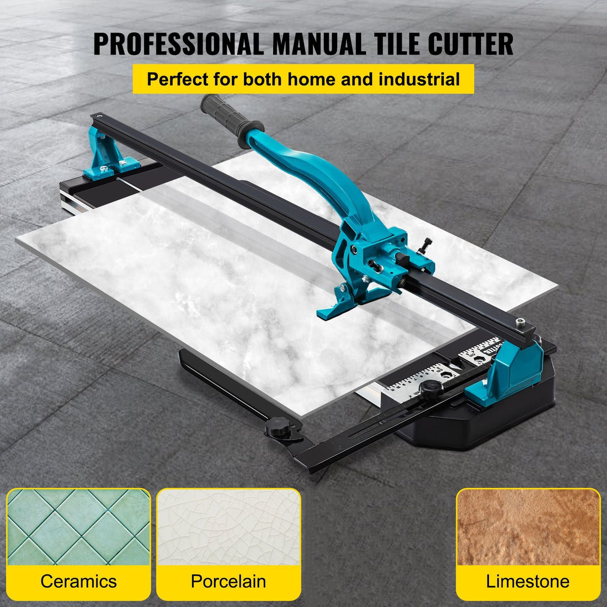 Tile Cutter, 48 Inch Manual Tile Cutter, Tile Cutter Tools with Single Rail & Double Brackets, 3/5 in Cap with Precise Laser Guide, Snap Tile Cutter for Precision Cutting Porcelain Tiles Industr