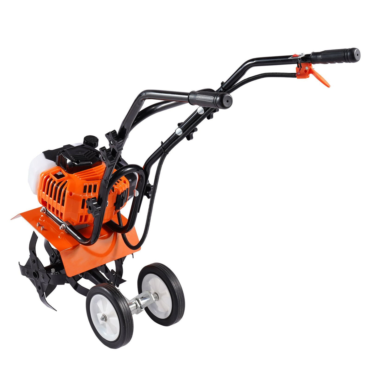 Tiller Cultivator, 43CC 2-Stroke Garden Cultivator, Tiller with 4 Steel Adjustable Front Tines for Lawn, Garden and Field Cultivation
