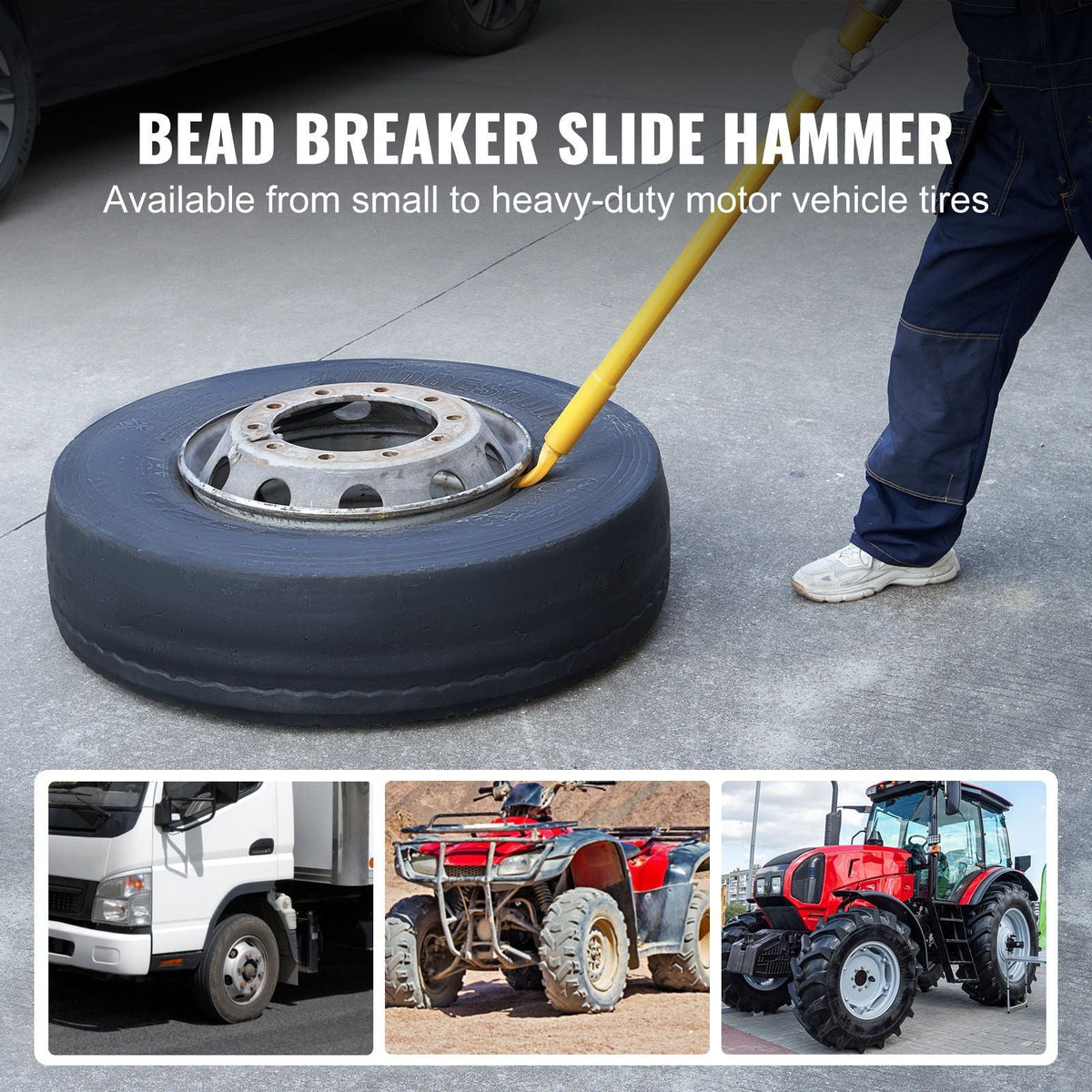 Tire Bead Breaker Slide Hammer, 46.3" Length Heavy Duty Steel Tire Bead Breaker, Portable Tire Changing Sliding Impact for Car Truck Trailer Tire Removal