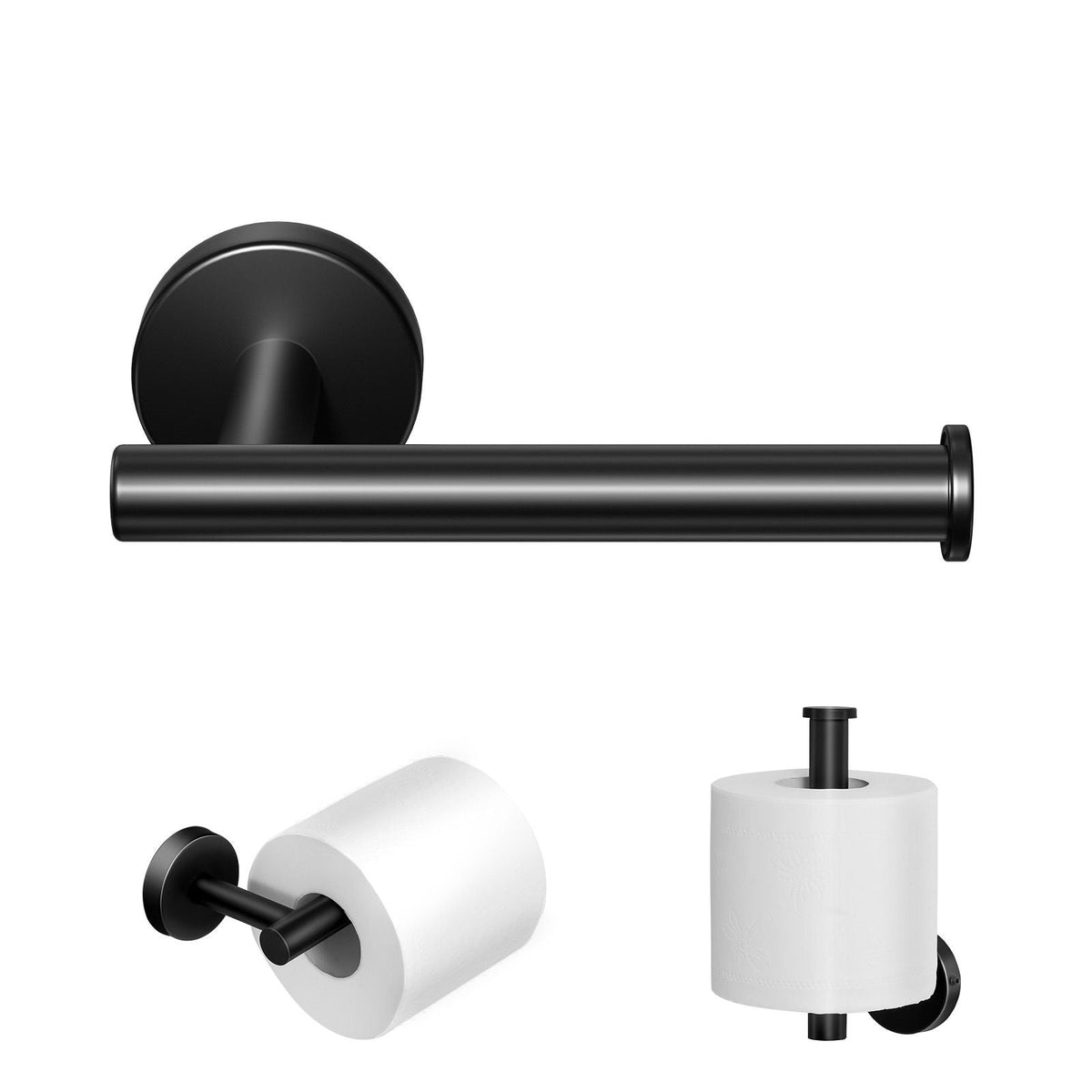 Toilet Paper Holder, Fits Mega Rolls Size, Premium Stainless Steel Rustproof Material, Wall Mounted with Screws, Toilet Roll Tissue Holder for Bathroom, Washroom, Kitchen, Matte Black