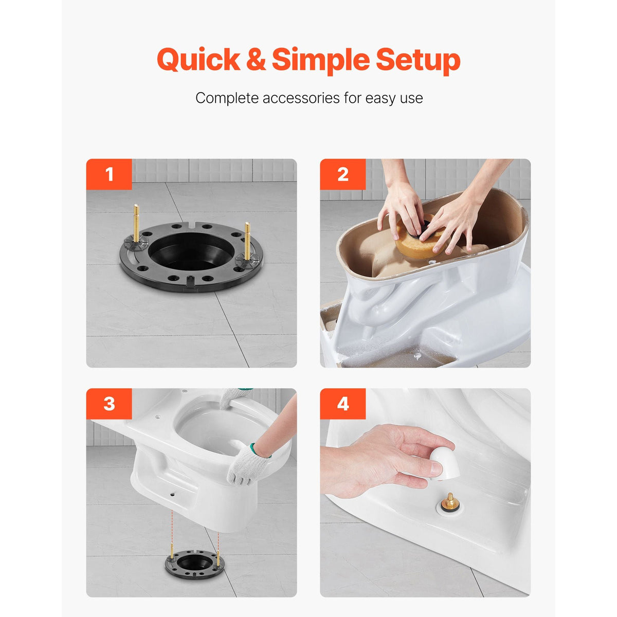 Toilet Wax Ring Kit, 1.6-Inch Extra Thick Wax Ring for Toilet Bowls with Rust-Resistant Brass Bolts, Caps and Washers, Fits 3-Inch or 4-Inch Drain Pipes, Superior Sealing Performance