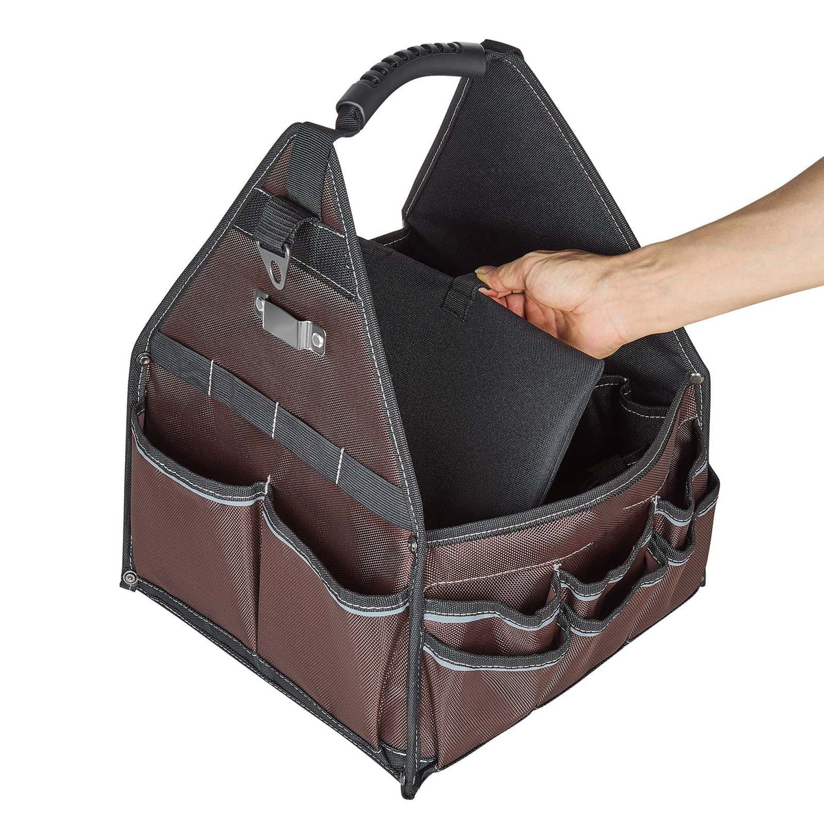 Tool Bag, 13 Inch, 45-Pocket Open Top Tool Tote, Electrical Maintenance Toolbox Organizer Storage with Handle, Adjustable Shoulder Strap, Portable Toolbag, for Professionals DIY & Jobsite Use