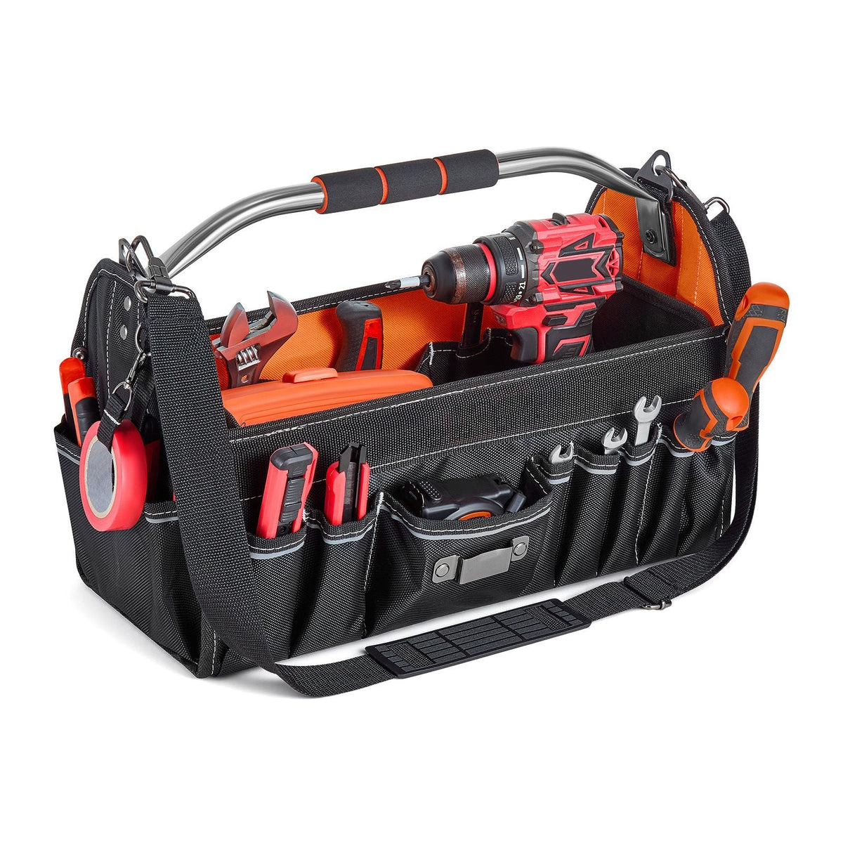 Tool Bag, 16.1 Inch, 33-Pocket Open Top Tool Tote, Electrical Maintenance Toolbox Organizer Storage with Handle, Adjustable Shoulder Strap, Portable Toolbag, for Professionals DIY & Jobsite Use