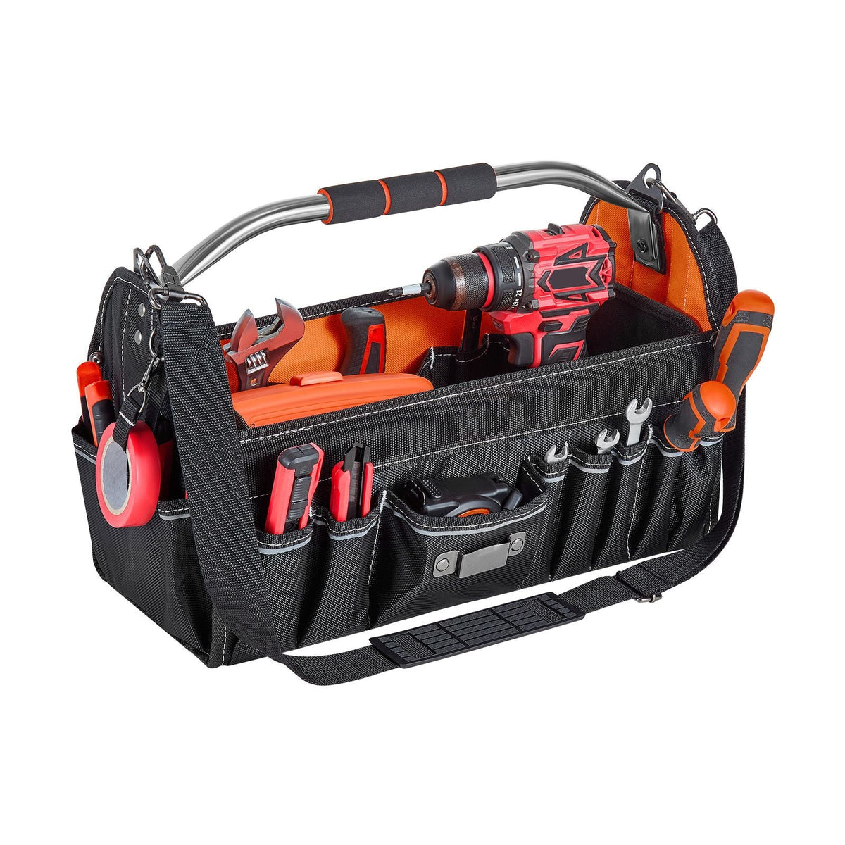 Tool Bag, 16.1 Inch, 33-Pocket Open Top Tool Tote, Electrical Maintenance Toolbox Organizer Storage with Handle, Adjustable Shoulder Strap, Portable Toolbag, for Professionals DIY & Jobsite Use