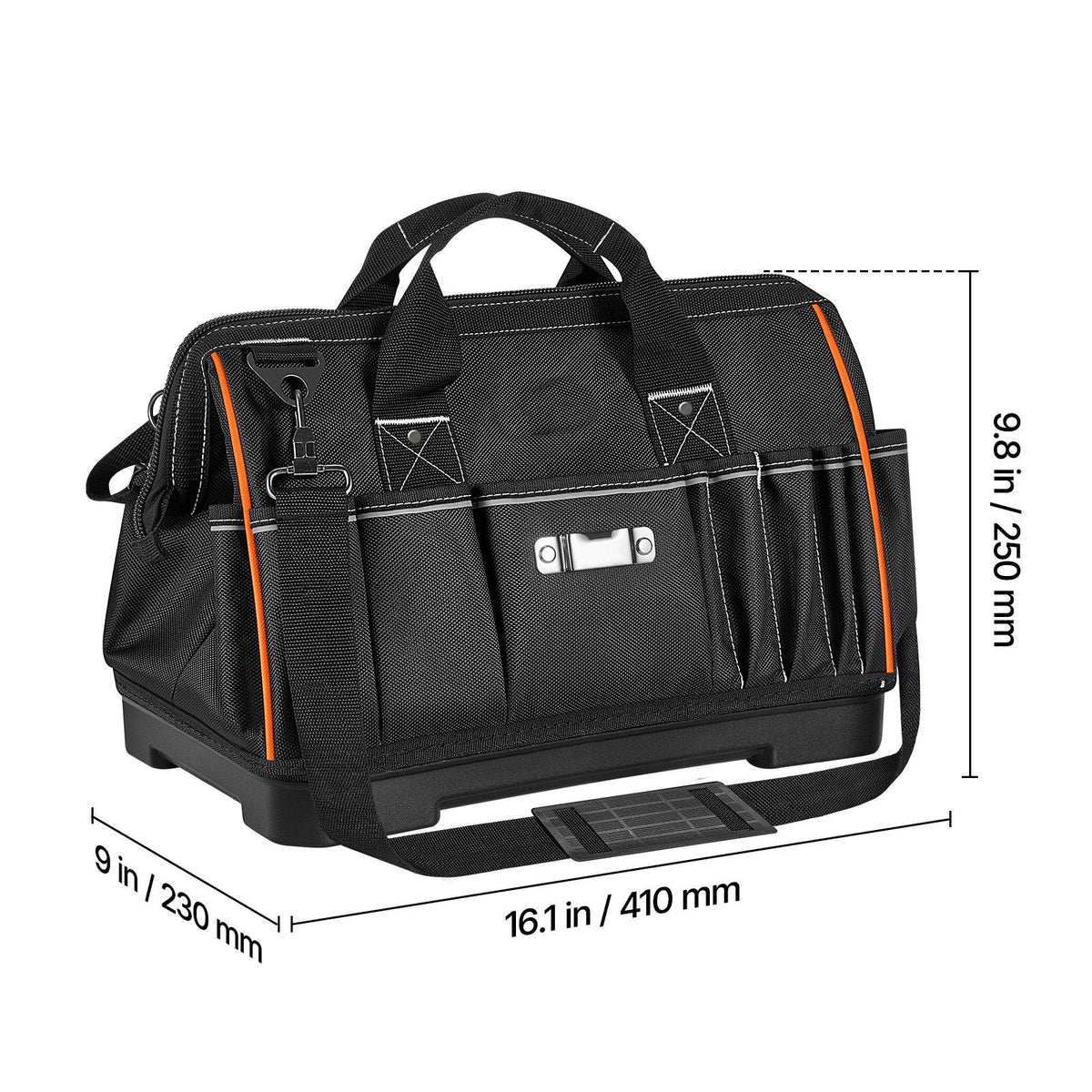 Tool Bag, 16.1 Inch, 33-Pocket Portable Large Tool Box Organizer Storage, Toolbox with Water-Resistant Base, Zipper, Adjustable Shoulder Strap Toolbag, for Men Women Dad Husband Fathers Day