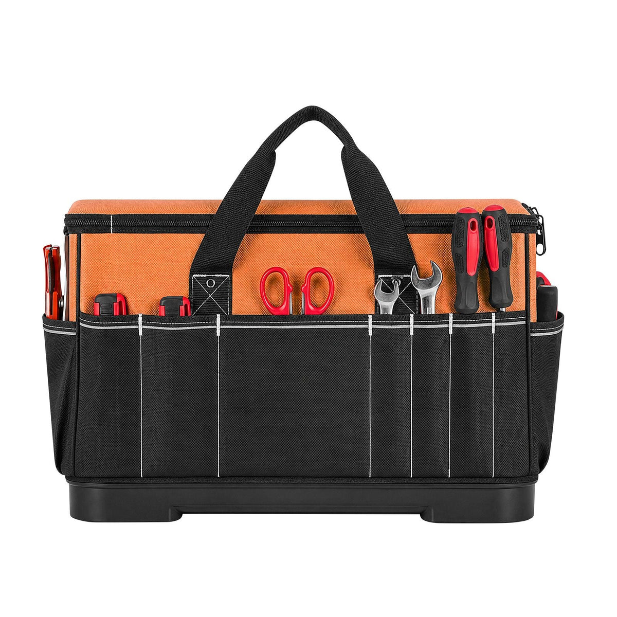 Tool Bag, 19.1 Inch, 33-Pocket Portable Large Tool Box Organizer Storage, Toolbox with Water-Resistant Base, Zipper, Adjustable Shoulder Strap Toolbag, for Men Women Dad Husband Fathers Day