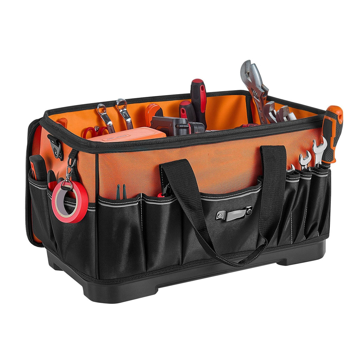 Tool Bag, 19.1 Inch, 33-Pocket Portable Large Tool Box Organizer Storage, Toolbox with Water-Resistant Base, Zipper, Adjustable Shoulder Strap Toolbag, for Men Women Dad Husband Fathers Day