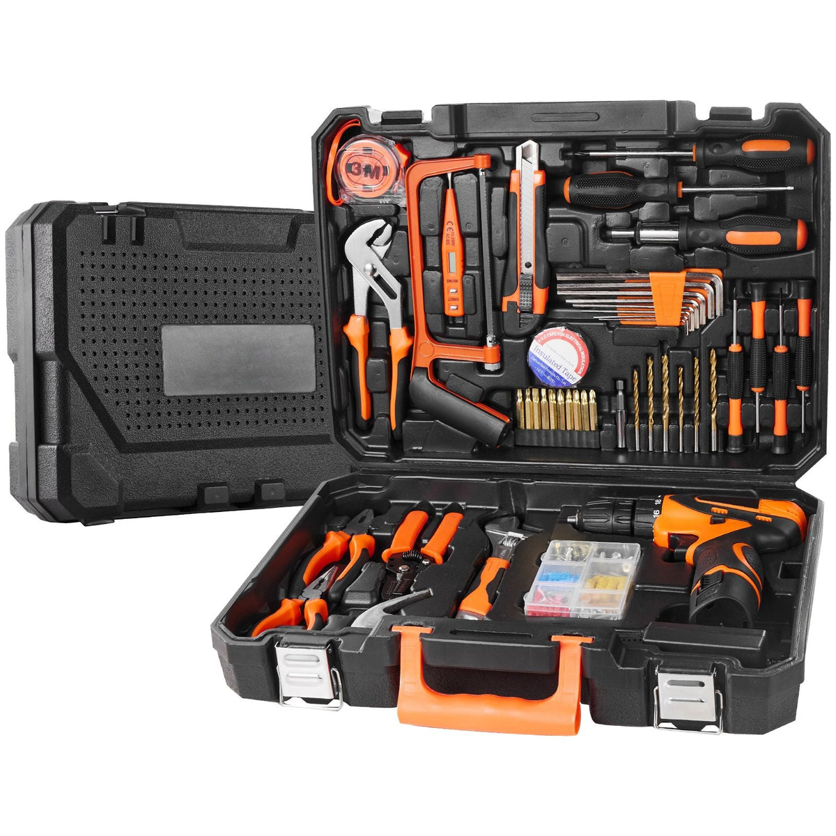 Tool Kit, 146 Piece General Household Hand Tool Set, with Electric Drill and Portable Tool Storage Case, High-Quality Steel, for Home Maintenance, DIY Projects, and Automotive Repair