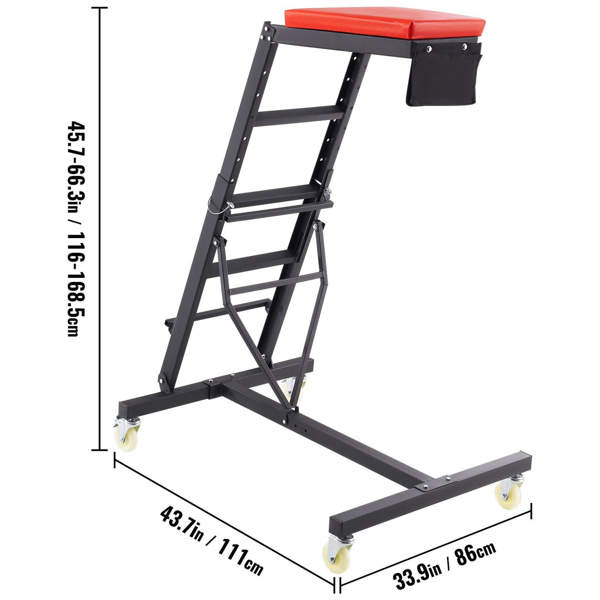 Top Automotive Creeper, Engine Creeper with Adjustable Height 45.7" to 66.3", 400 LBS Capacity High Creeper, 4 Swivel Caster Wheels, Heavy Duty Creeper for Auto Repair and Maintenance