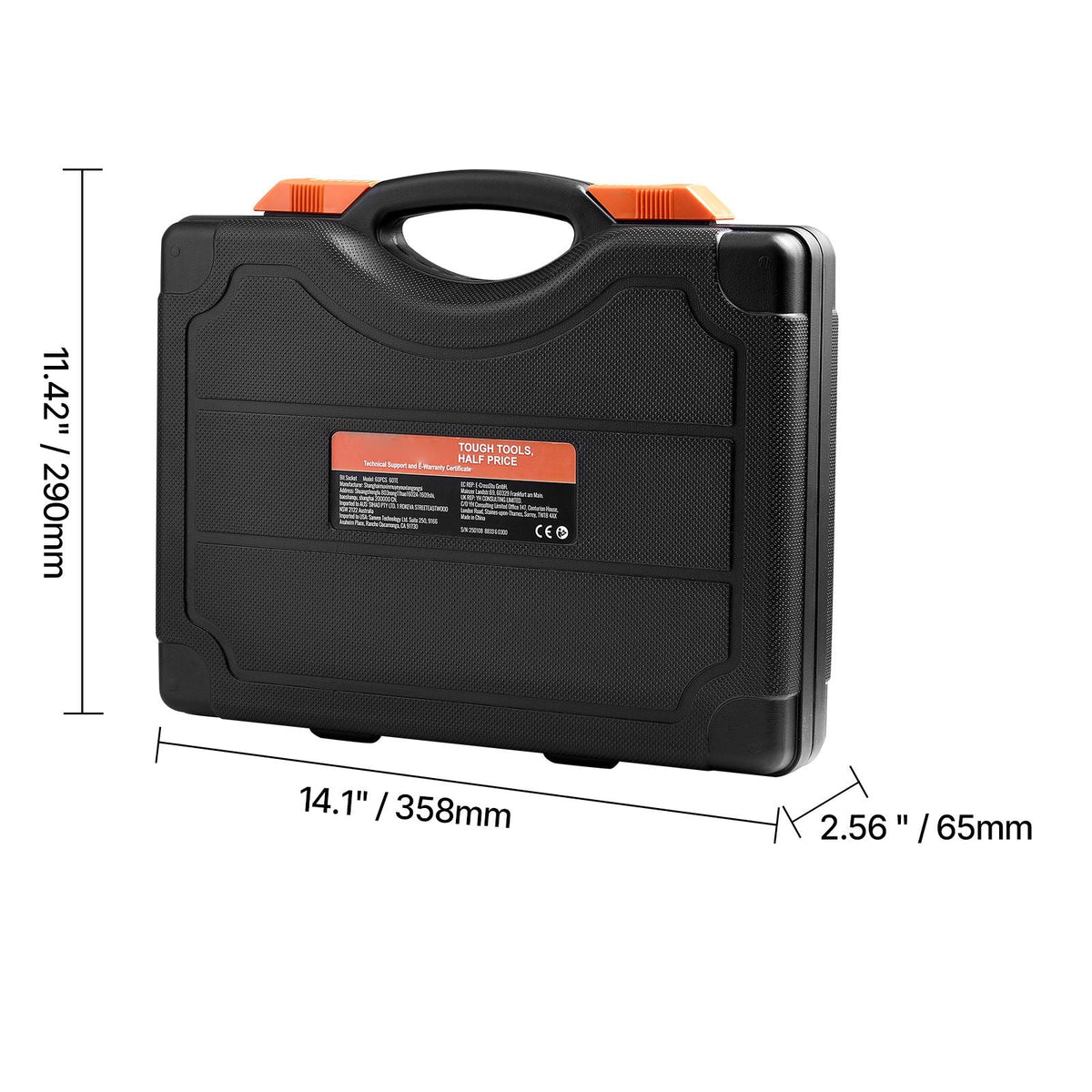Torx Bit Socket and External Torx Socket Set, 60-Piece T6-T70, TT6-TT70, TP8-TP60, E4-E24, S2 Alloy Steel and Cr-V Steel, 1/4 in, 3/8 in, and 1/2 in Drives, with Enhanced Storage Case, Hand Use