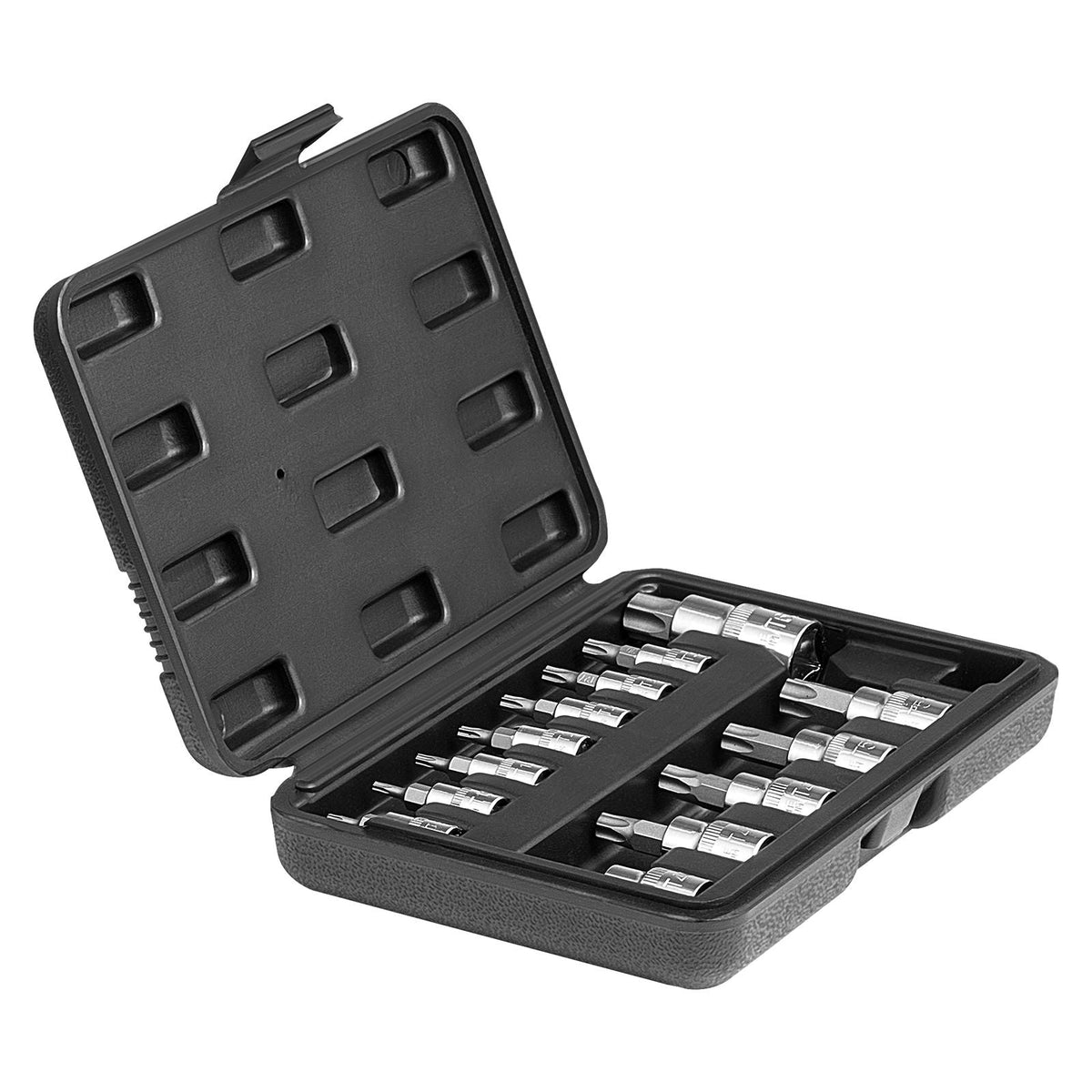Torx Bit Socket Set, 13-Piece Star T8 - T60 Set, S2 Alloy Steel and Cr-V Steel, 1/4 in, 3/8 in, and 1/2 in Drives, with Enhanced Storage Case, Torx Sockets for Hand Use, Mechanics, Auto Repair