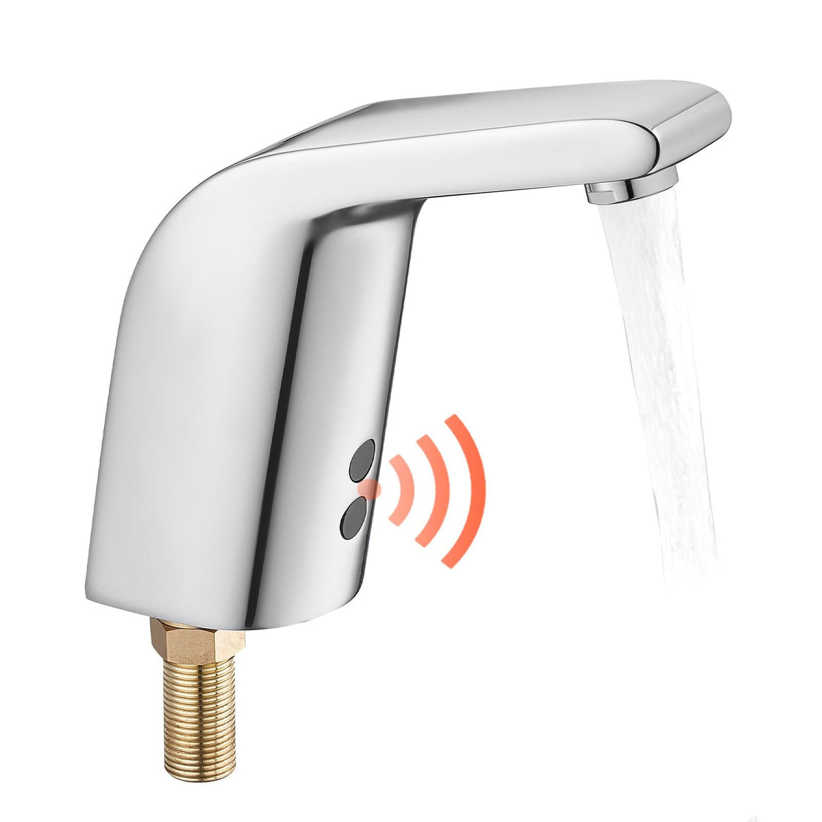 Touchless Bathroom Sink Faucet, Automatic Motion Sensor Restroom Toilet Faucet Cold Water with Single Hole, Battery Operated for 9/16 in Pipe Commercial Lavatory,Chrome Plated Silver