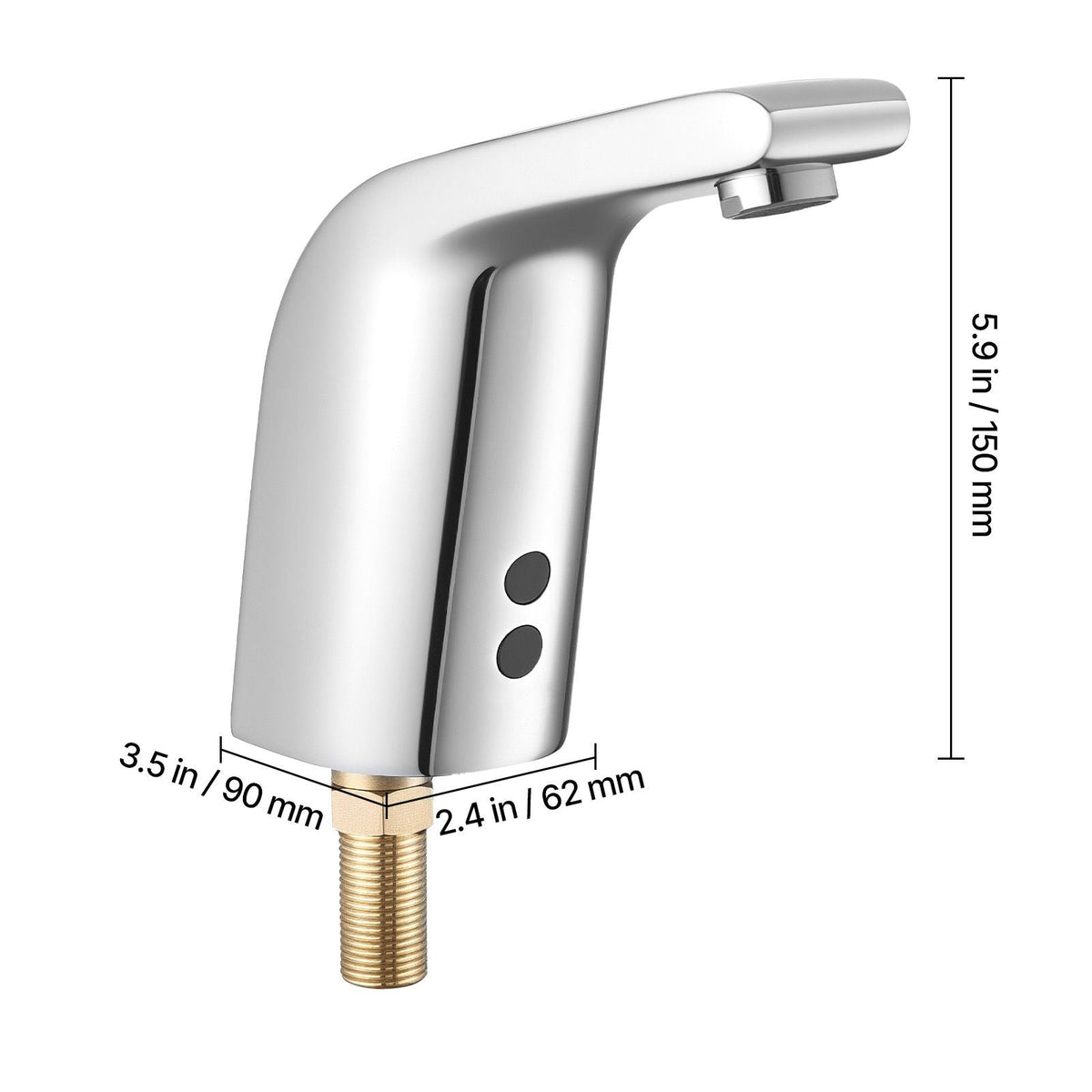 Touchless Bathroom Sink Faucet, Automatic Motion Sensor Restroom Toilet Faucet Cold Water with Single Hole, Battery Operated for 9/16 in Pipe Commercial Lavatory,Chrome Plated Silver