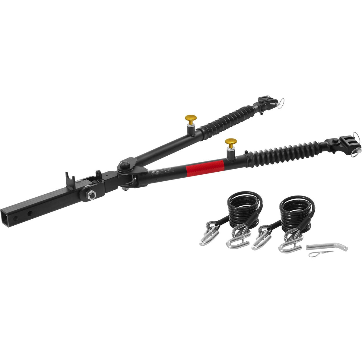 Tow Bar, 7500 lbs Towing Capacity with Ropes, Powder-Coating Alloy Steel Bumper-Mounted Universal Towing Bar with Max 52 inches Telescopic Rod, Fits 2-inch Connector, for RV Car Trailer Truck
