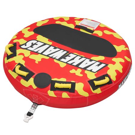 Towable Tubes for Boating, 2-Rider Inflatable Boat Tubes and Towables, 340lbs Capacity Water Sport Tube for Boat to Pull - with Anti-Slip Pad, Full Nylon Cover, Padded Handles & Safety Valve