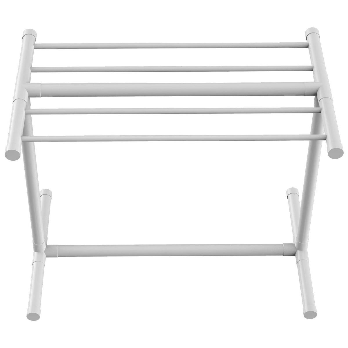 Towel Rack, 5 Bars Outdoor PVC Towel Holder, Floor Standing Pool Towel Hanger Stand with Clips, Bag & Hook, Outdoor Indoor Quilt Drying Rack Organizer, Ideal for Poolside, Bathroom, Spa, White