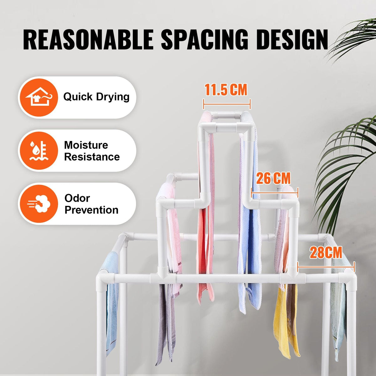 Towel Rack, 8 Bars Outdoor PVC Towel Holder, Freestanding Pool Towel Hanger Stand Next to Hot Tub, Outdoor Indoor Quilt Drying Rack Organizer, Ideal for Poolside, Bathroom, Spa, White