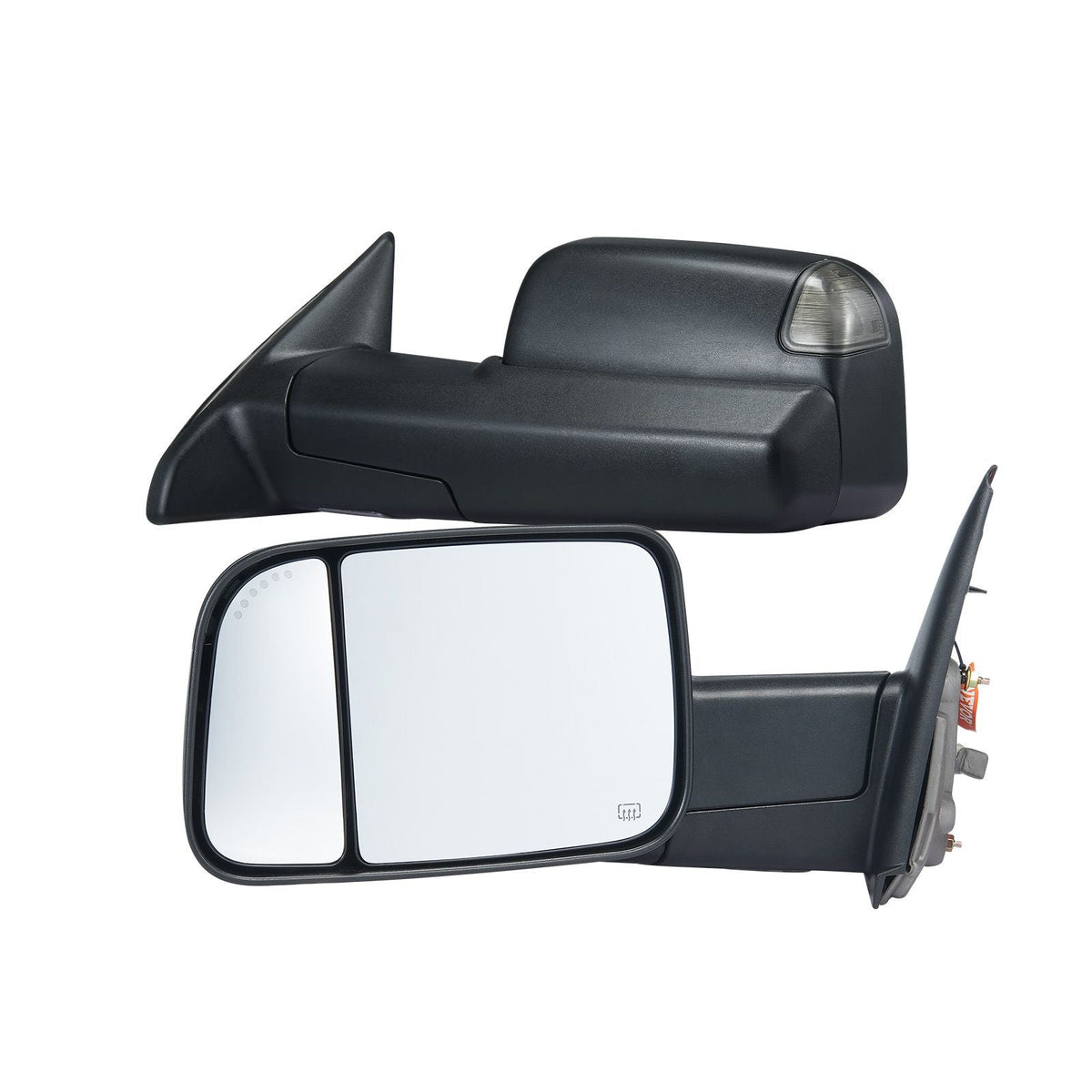 Towing Mirrors Fit for Dodge Ram 1500 2002-2008, 2500 3500 2003-2009 Power Heated with Signal Light & Puddle Light, Manual Controlling Flipping Folding, Black