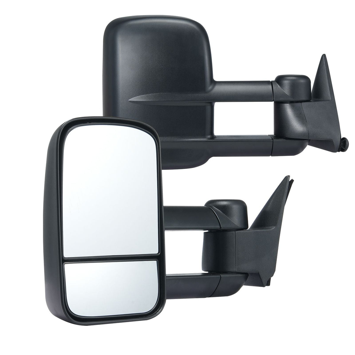 Towing Mirrors, Left & Right Pair Set for Chevrolet Silverado (1988-1998)/GMC, Tow Mirror with Plane and Convex Glass, Manual Controlling Telescoping Folding, and Four-Way Adjustment, Black