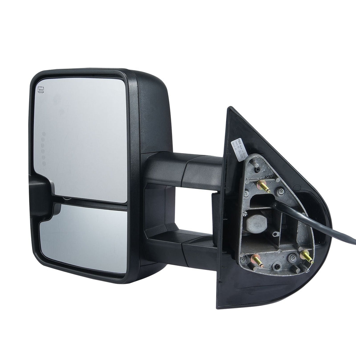 Towing Mirrors, Left & Right Pair Set for Chevrolet Silverado (2007-2014)/GMC/Cadillac, Power Heated with Signal Light & LED Driving Light, Manual Telescoping Folding, and Heating Defrost, Black