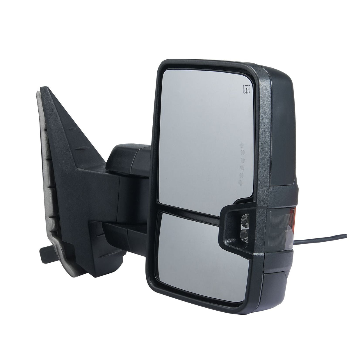 Towing Mirrors, Left & Right Pair Set for Chevrolet Silverado (2007-2014)/GMC/Cadillac, Power Heated with Signal Light & LED Driving Light, Manual Telescoping Folding, and Heating Defrost, Black