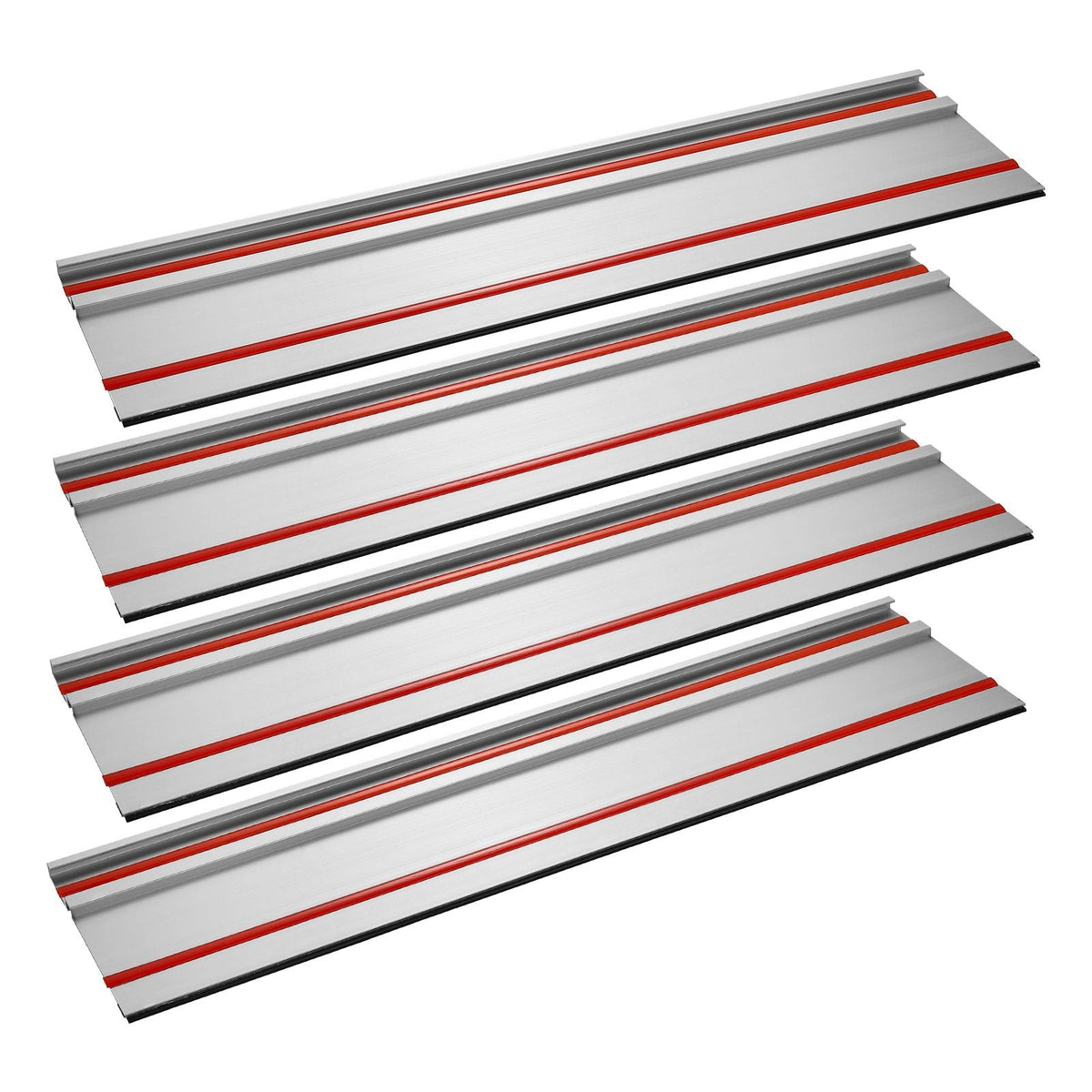 Track Saw Guide Rail, 110 in Cutting Range, Includes 4 PCs 27.5 in Aluminum Extruded Guide Rails and 3 Connectors, Compatible with Makita, Festool & WEN Track Saws, for Woodworking Longer Cuts
