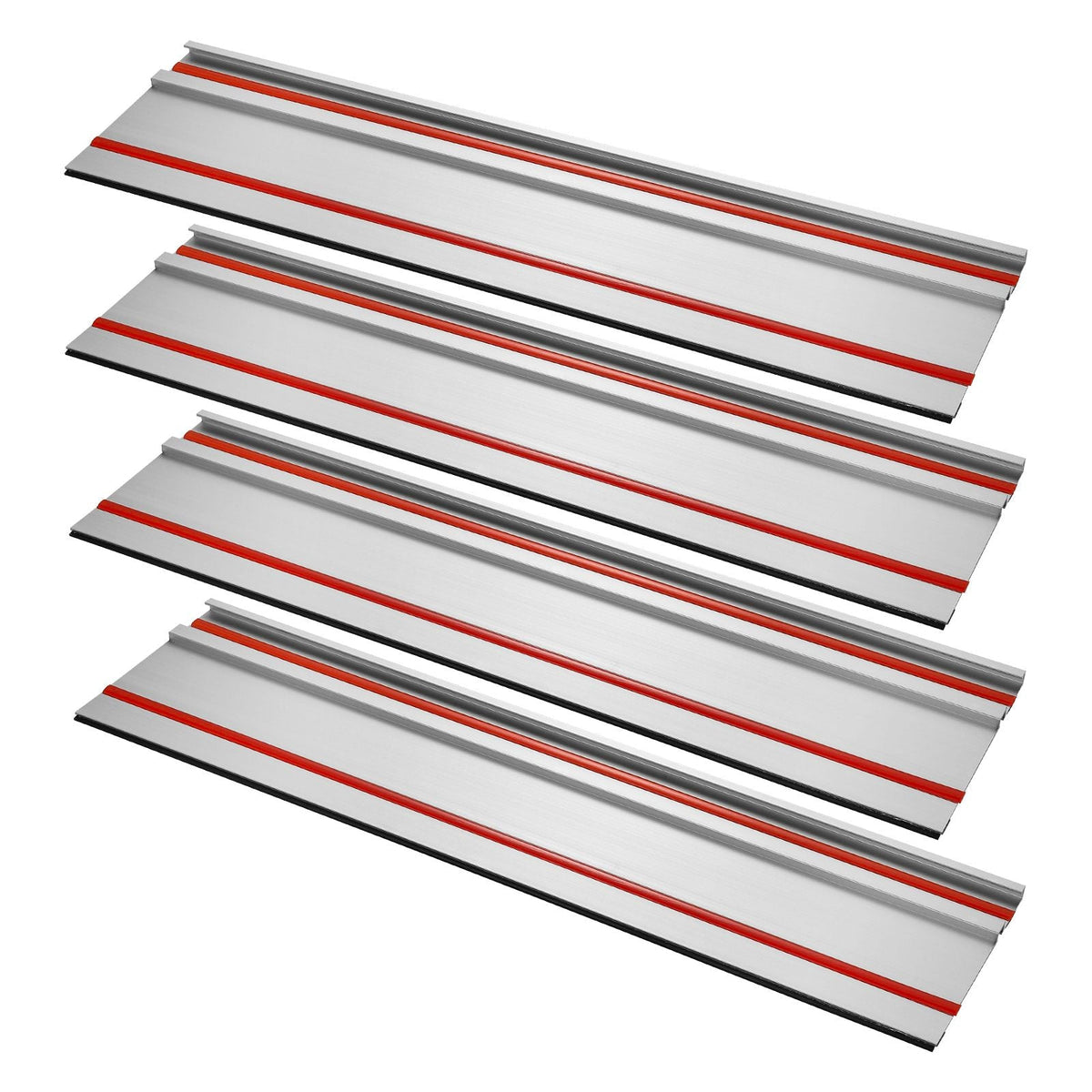 Track Saw Guide Rail, 110 in Cutting Range, Includes 4 PCs 27.5 in Aluminum Extruded Guide Rails and 3 Connectors, Compatible with Makita, Festool & WEN Track Saws, for Woodworking Longer Cuts