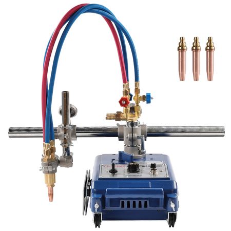 Track Torch Burner, 2"-30"/Min Straight Line Gas Cutting Machine for 0.2"-4" Thick Pipe, with 12-inch Track & 3 Tips, Automatic Flame Cutting Machine, Pipe Beveler Beveling Tool, 110V CG1-30