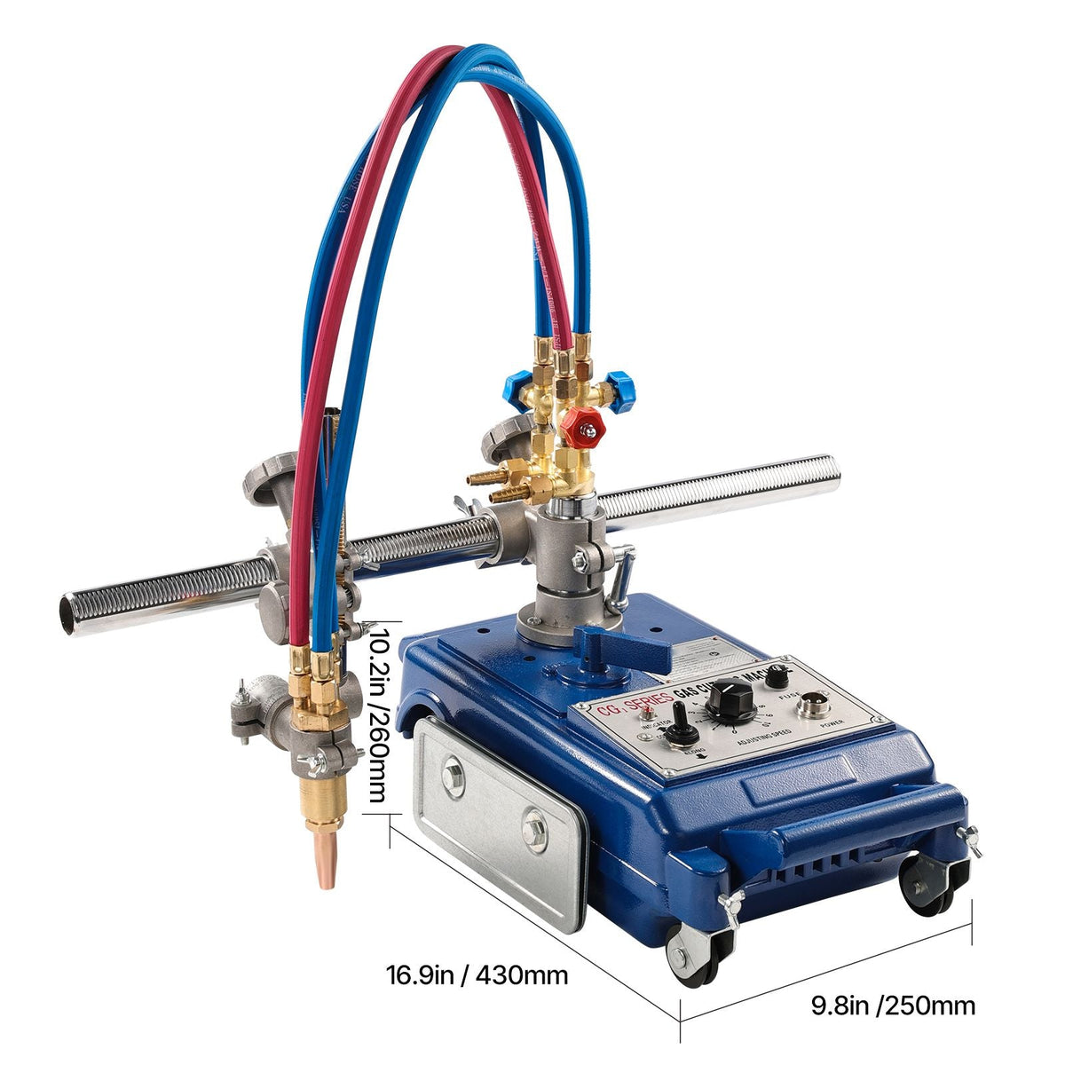 Track Torch Burner, 2"-30"/Min Straight Line Gas Cutting Machine for 0.2"-4" Thick Pipe, with 12-inch Track & 3 Tips, Automatic Flame Cutting Machine, Pipe Beveler Beveling Tool, 110V CG1-30
