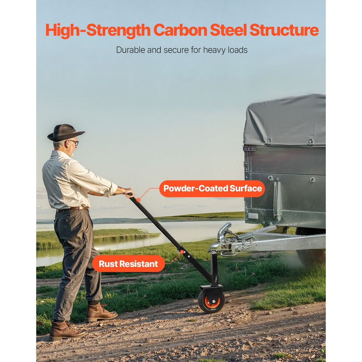 Trailer Dolly, 300lbs Tongue Weight Capacity, 16.5 inch and 22 inch Height Adjustable Trailer Dolly, with 1-7/8 inch and 2 inch Balls, 8.5 inch Pneumatic Rubber Tire, for Moving RV Trailer