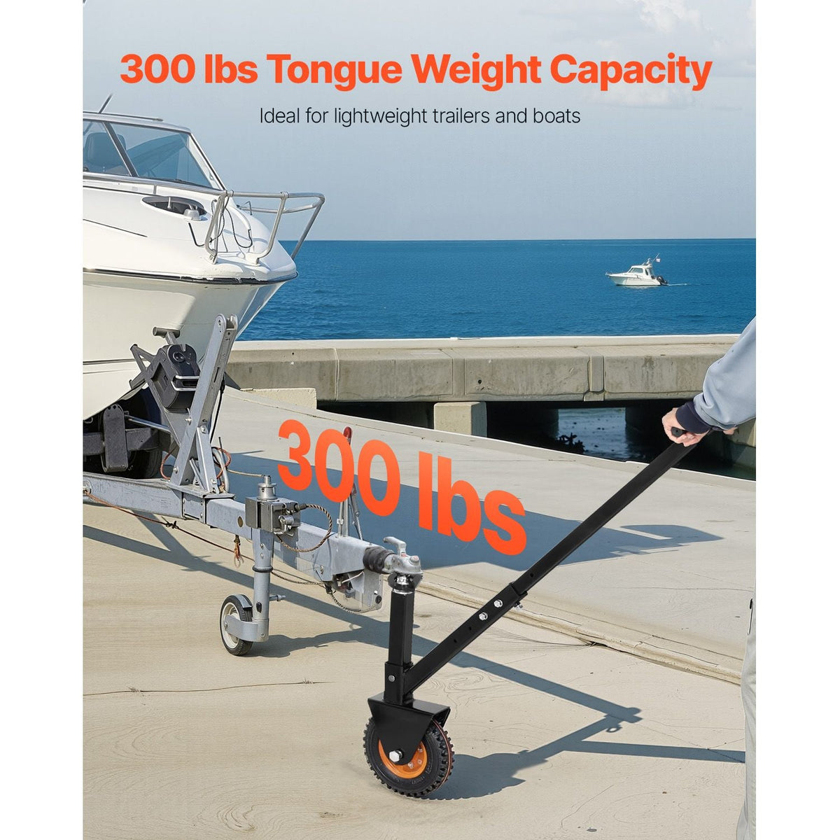 Trailer Dolly, 300lbs Tongue Weight Capacity, 16.5 inch and 22 inch Height Adjustable Trailer Dolly, with 1-7/8 inch and 2 inch Balls, 8.5 inch Pneumatic Rubber Tire, for Moving RV Trailer