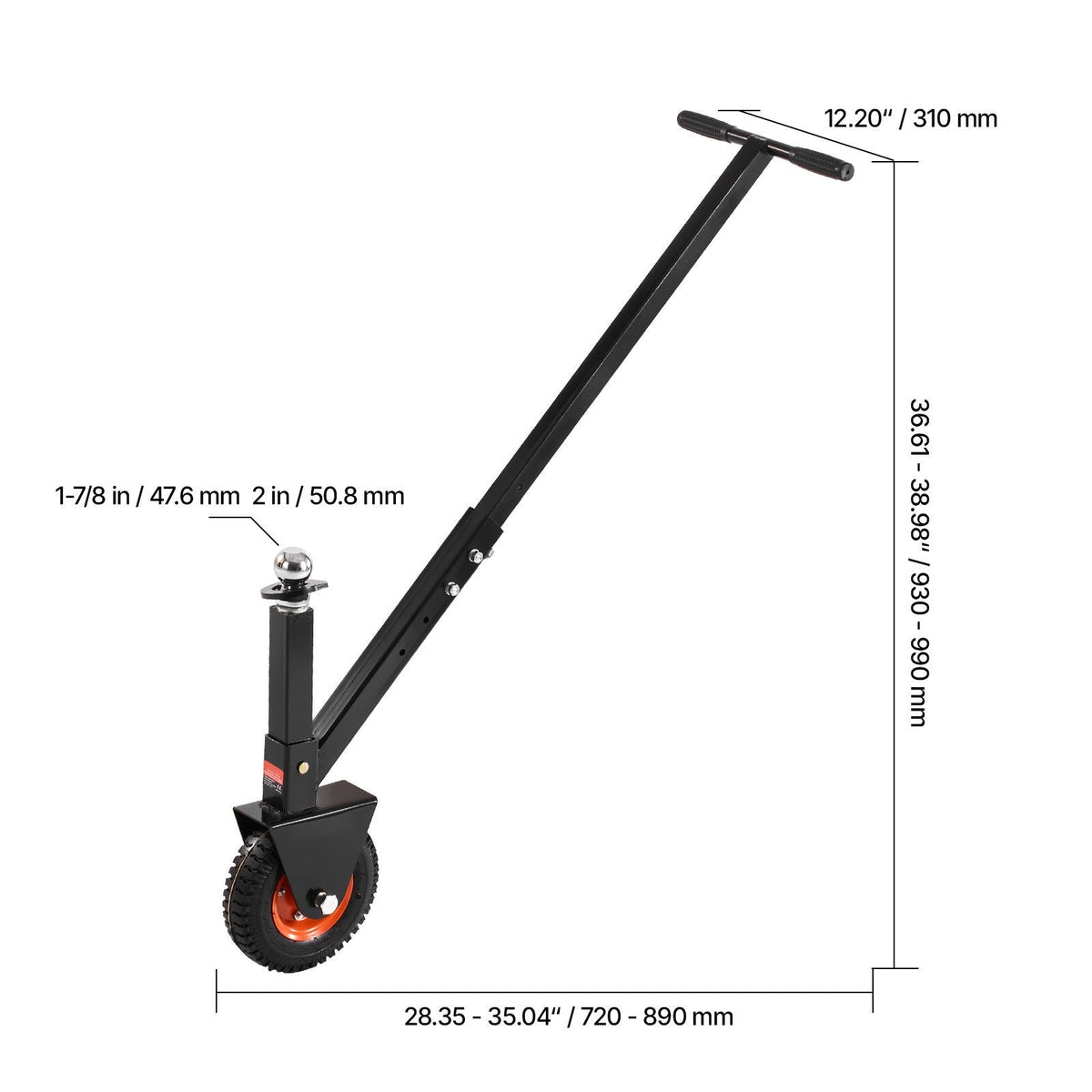 Trailer Dolly, 300lbs Tongue Weight Capacity, 16.5 inch and 22 inch Height Adjustable Trailer Dolly, with 1-7/8 inch and 2 inch Balls, 8.5 inch Pneumatic Rubber Tire, for Moving RV Trailer