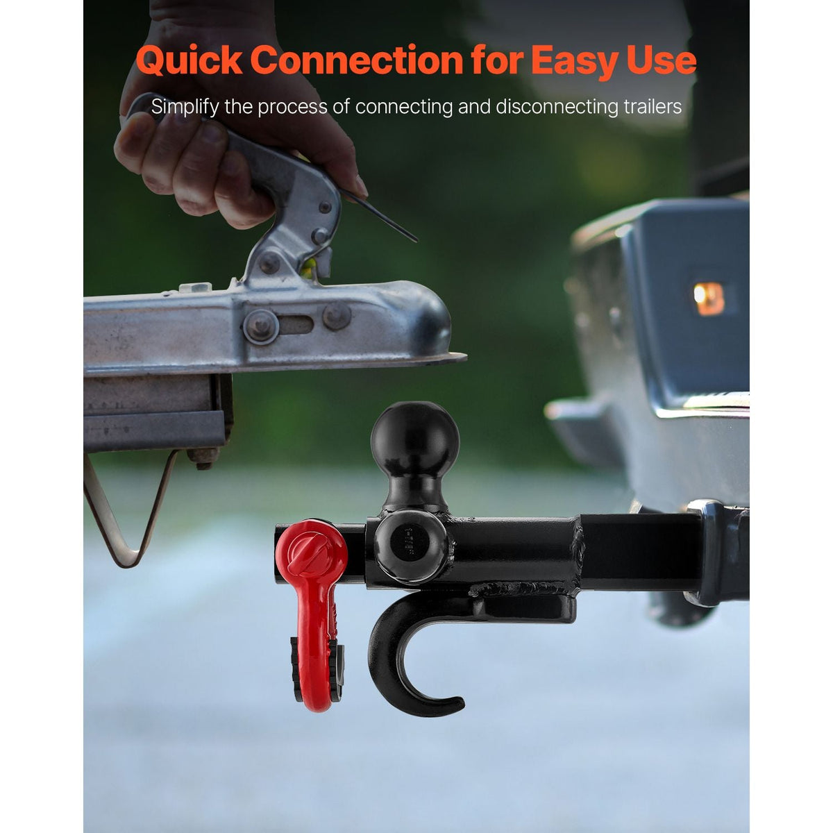 Trailer Hitch, Tri-Ball Mount with Hook & D-ring, Trailer Ball Size 1-7/8", 2" & 2-5/16", Fit 2-Inch Hitch Receiver, Max 44000 lbs Ball Hitch, Towing Hitch for RVs, SUVs, ATVs, and Trucks, Black