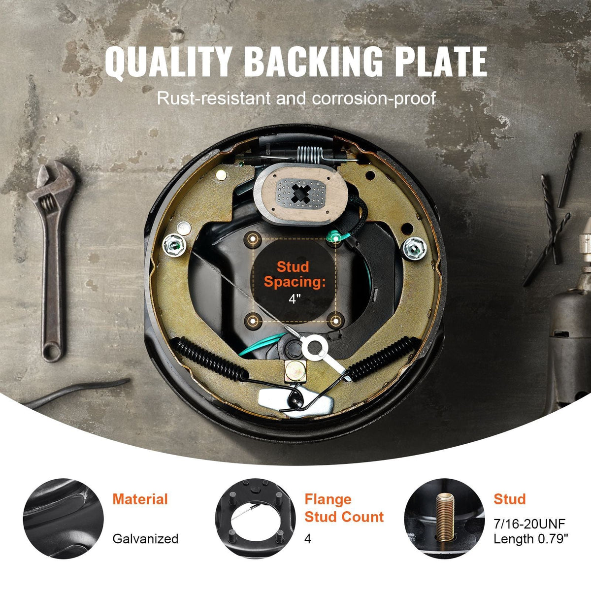 Trailer Hub Drum Kits 5 on 4.5" B.C. with 10" x 2-1/4" Electric Brakes, Self-Adjusting Trailer Brake Assembly for 3500 lbs Axle, 4-Hole Mounting, Backing Plates for Brake System Part Replacement