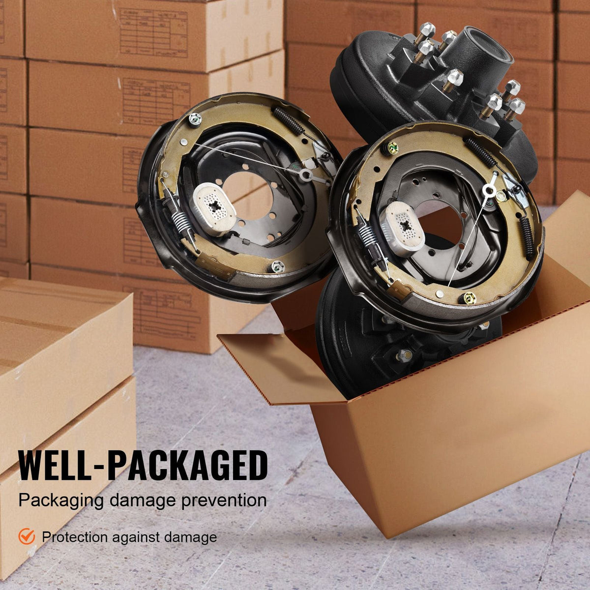 Trailer Hub Drum Kits 8 on 6.5" B.C. with 12" x 2" Electric Brakes, Self-Adjusting Trailer Brake Assembly for 7000 lbs Axle, 5-Hole Mounting, Backing Plates for Brake System Part Replacement
