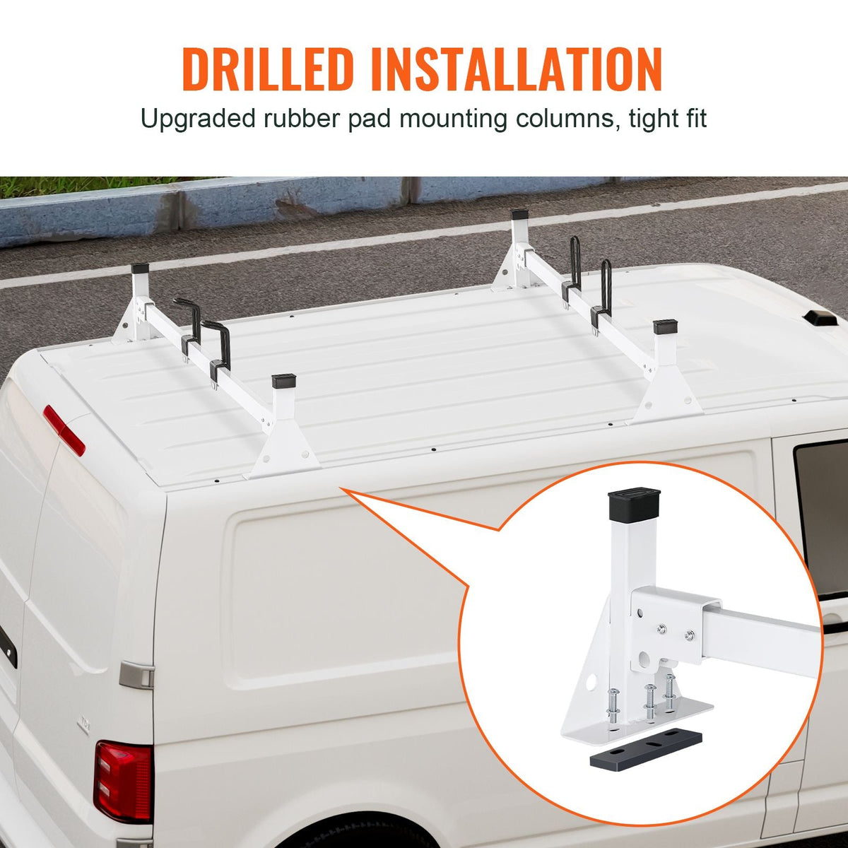 Trailer Ladder Rack, 54" 2 Crossbars Ladder Roof Rack, Heavy-duty Steel Van Roof Ladder Rack, 600 lbs Capacity Van Ladder Rack with Straps, Fit for Ford Transit 150, 250, 350, 2015-2022