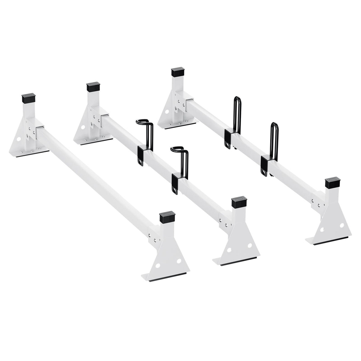 Trailer Ladder Rack, 54" 3 Crossbars Ladder Roof Rack, Heavy-duty Steel Van Roof Ladder Rack, 800 lbs Capacity Van Ladder Rack with Straps, Fit for Ford Transit 150, 250, 350, 2015-2022
