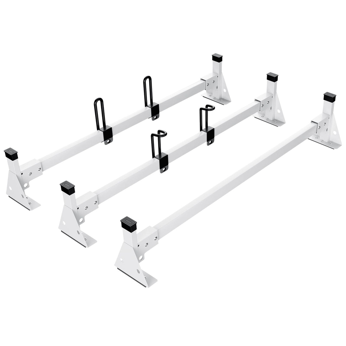 Trailer Ladder Rack, 54" 3 Crossbars Ladder Roof Rack, Heavy-duty Steel Van Roof Ladder Rack, 800 lbs Capacity Van Ladder Rack with Straps, Fit for Ford Transit 150, 250, 350, 2015-2022