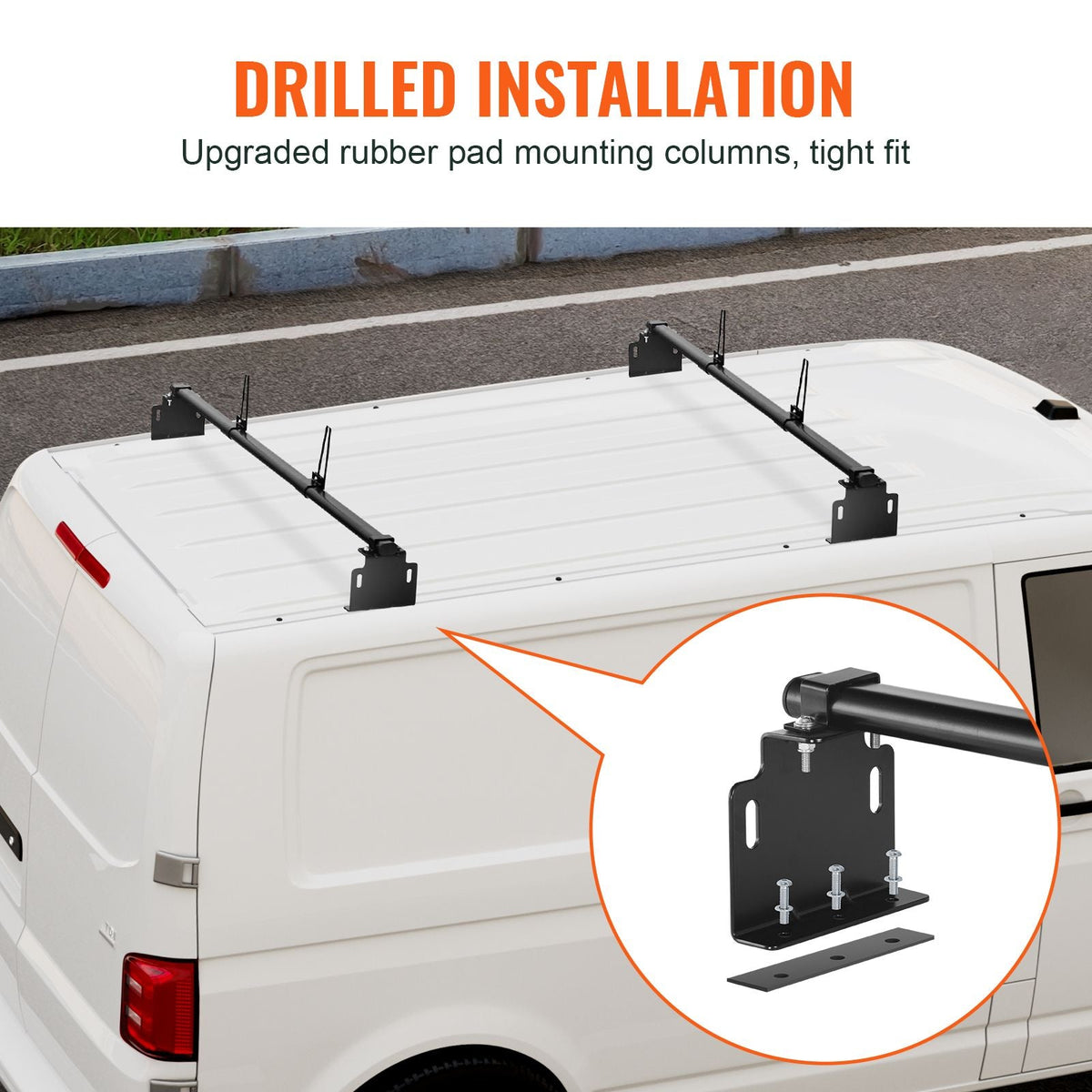 Trailer Ladder Rack, 60" 2 Crossbars Ladder Roof Rack, Heavy-duty Steel Van Roof Ladder Rack, 500 lbs Capacity Van Ladder Rack, Fit for Universal Truck Roofs