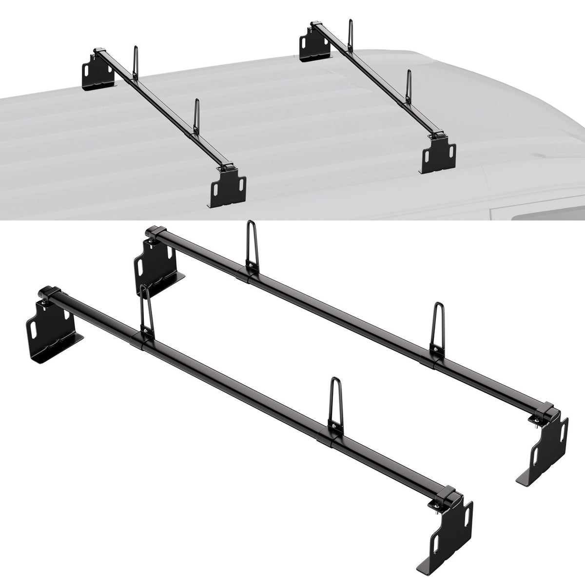 Trailer Ladder Rack, 60" 2 Crossbars Ladder Roof Rack, Heavy-duty Steel Van Roof Ladder Rack, 500 lbs Capacity Van Ladder Rack, Fit for Universal Truck Roofs