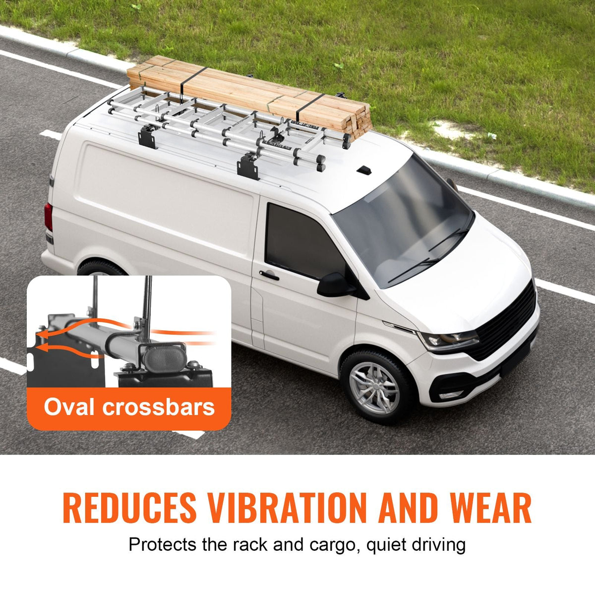 Trailer Ladder Rack, 60" 2 Crossbars Ladder Roof Rack, Heavy-duty Steel Van Roof Ladder Rack, 500 lbs Capacity Van Ladder Rack, Fit for Universal Truck Roofs