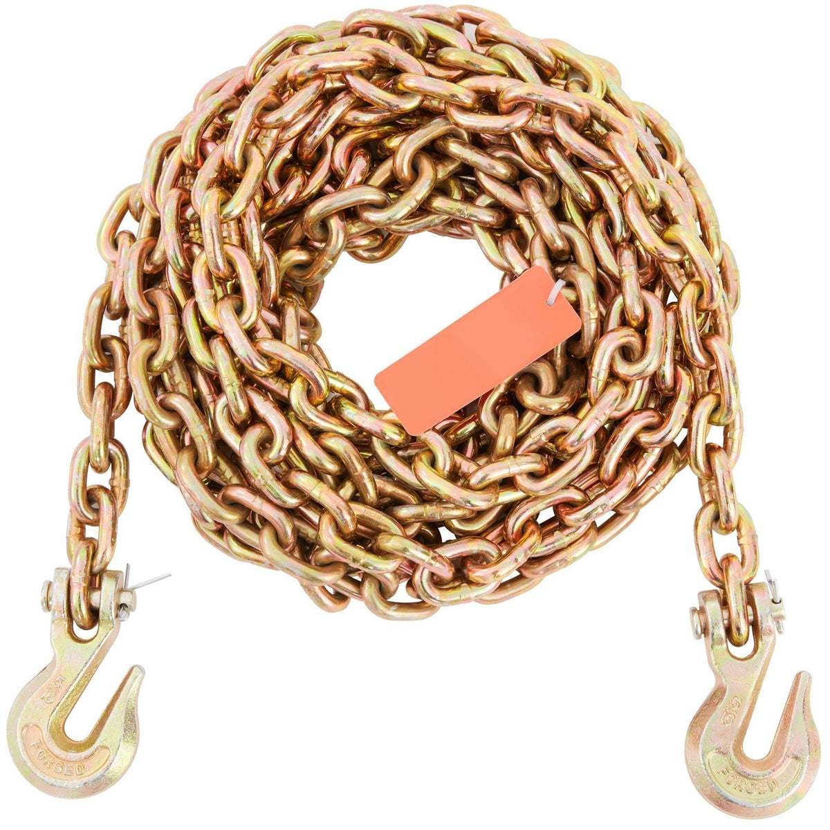Transport Binder Chain, 4900lbs Working Load Limit, 5/16''x20' G80 Tow Chain Tie Down with Grab Hooks, DOT Certified, Galvanized Coating Manganese Steel for Dock Factory Construction Site, 2Pack