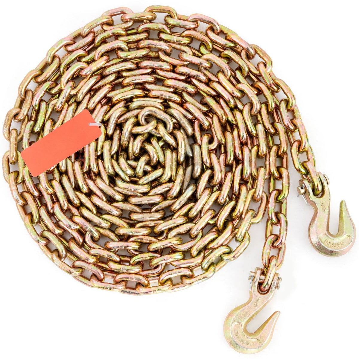 Transport Binder Chain, 7100lbs Working Load Limit, 3/8''x20' G80 Tow Chain Tie Down with Grab Hooks, DOT Certified, Galvanized Coating Manganese Steel for Dock Factory Construction Site, 2 Pack