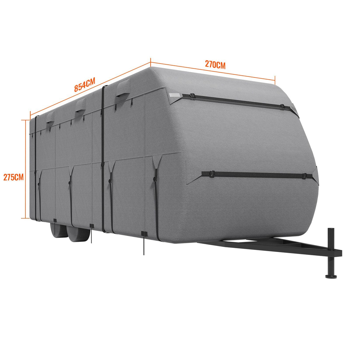 Travel Trailer Cover, 24-27 ft RV Cover, 4-Layer Non-Woven Fabric Camper Cover, Waterproof, Windproof and Rip-Stop Class A RV Cover, with Storage Bag, Repair Patches, Straps and Tire Covers