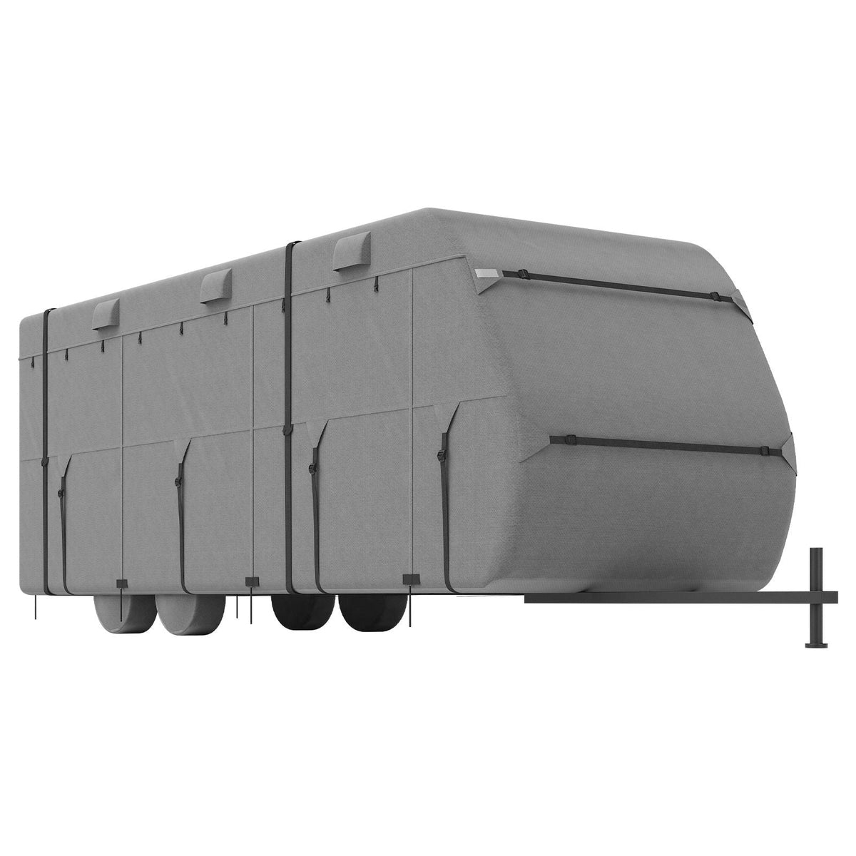 Travel Trailer Cover, 24-27 ft RV Cover, 4-Layer Non-Woven Fabric Camper Cover, Waterproof, Windproof and Rip-Stop Class A RV Cover, with Storage Bag, Repair Patches, Straps and Tire Covers