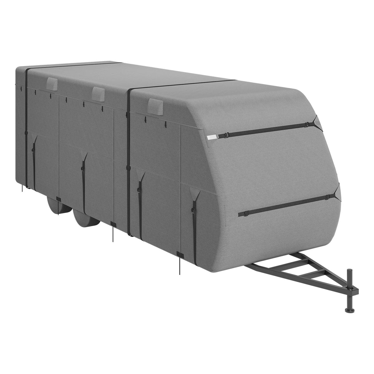 Travel Trailer Cover, 27-30 ft RV Cover, 4-Layer Non-Woven Fabric Camper Cover, Waterproof, Windproof and Rip-Stop Class A RV Cover, with Storage Bag, Repair Patches, Straps and Tire Covers